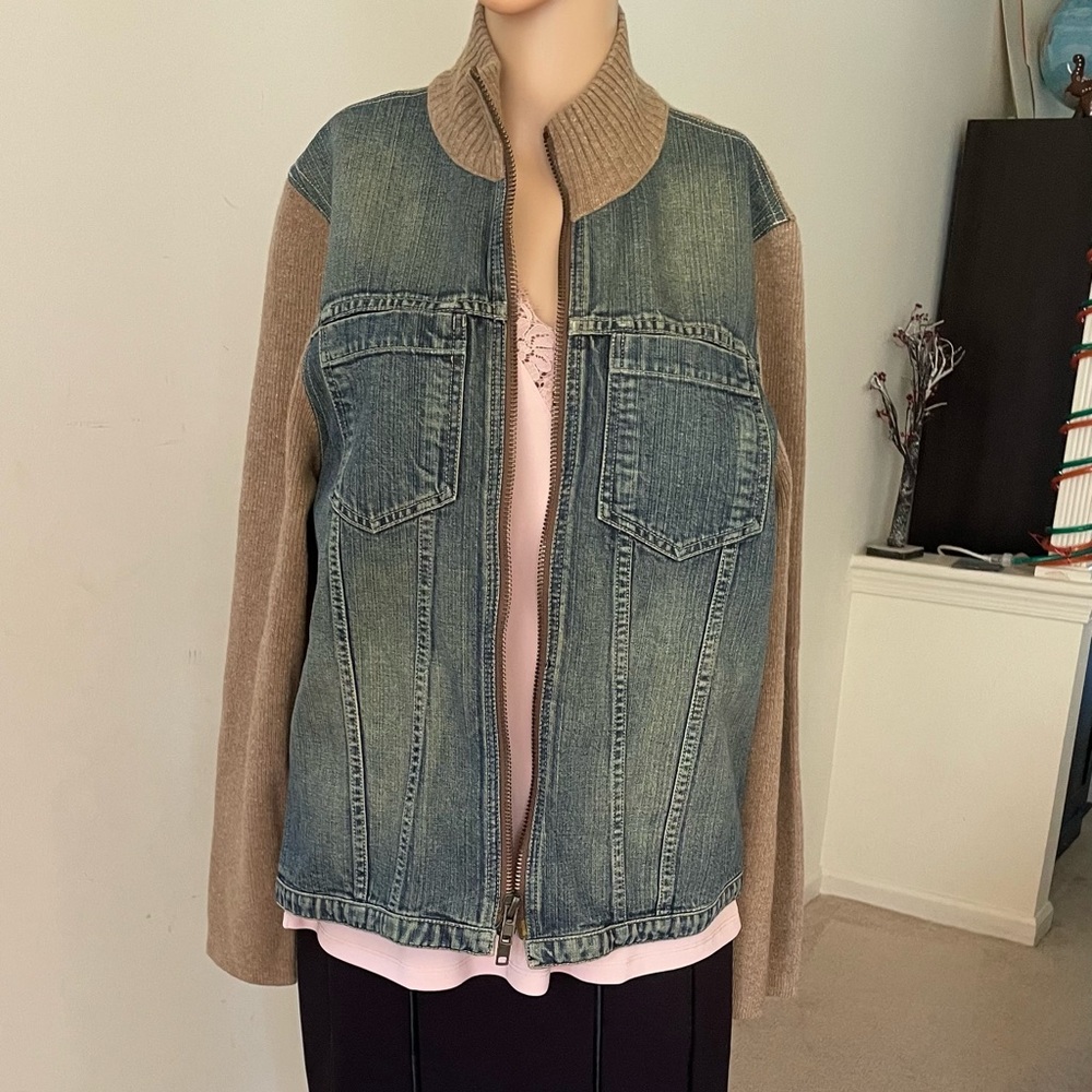 EXPRESS 100% Lamb Wool Denim Jacket Size Small